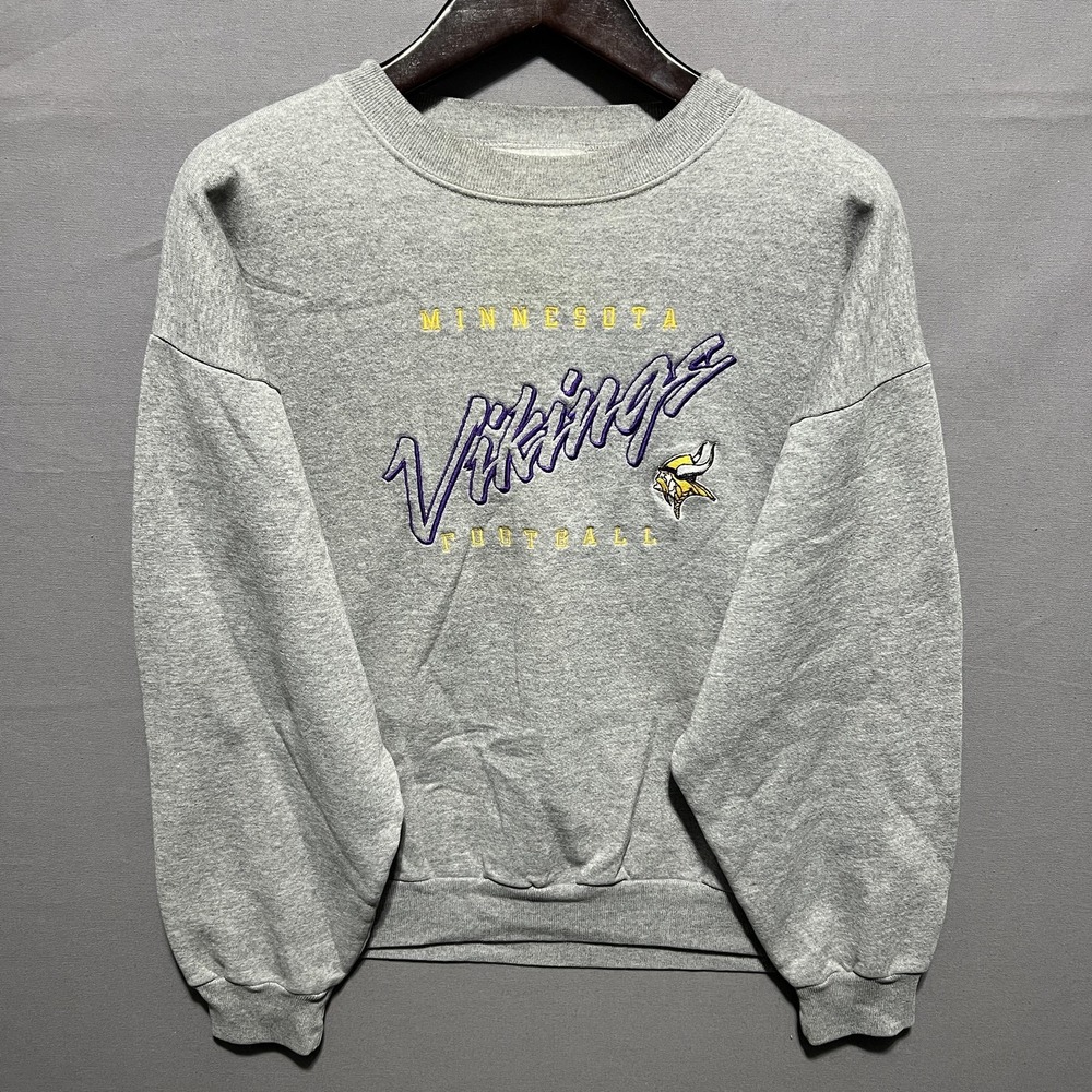 Vintage Minnesota Vikings Sweatshirt Mens Large Gray Logo 7 Embroidered Football